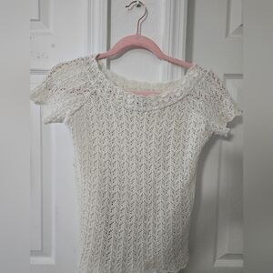 White Lace Knit Top